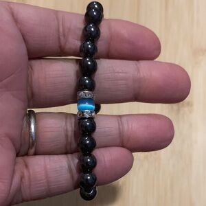 Hematite and Blue Beaded Bracelet